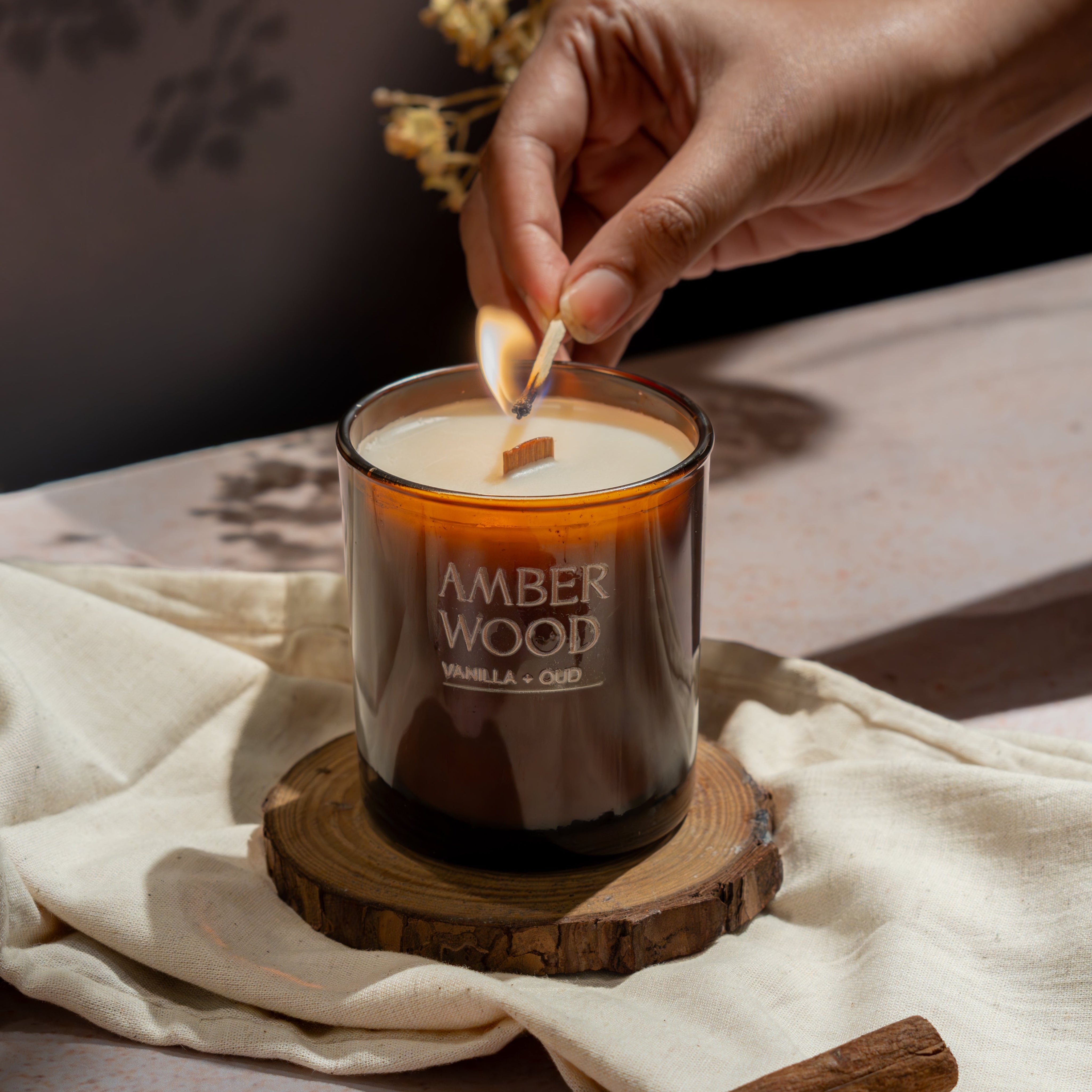 Amber Wood Candle